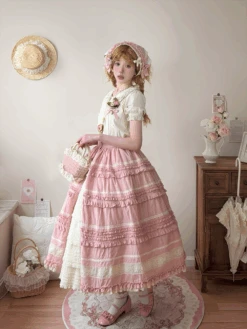 [Pre-orders Available Until 2/19] Cat Rose Tea Party Front-opening Ruffle Skirt, Plain Type -LOLITA Shop O1CN01CbtUOu2GOLbRkISUG 57119005