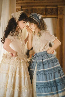 [Pre-orders Available Until 2/19] Cat Rose Tea Party Front-opening Ruffle Skirt, Plain Type -LOLITA Shop O1CN01DP8C452GOLbGUsXdU 57119005