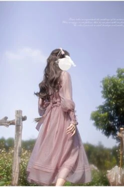 Dusty Pink Sheer Ribbon Dress 36 Dusty Pink Sheer Ribbon Dress -LOLITA Shop O1CN01EeX6D22JsWRYJZfP5 2312269477