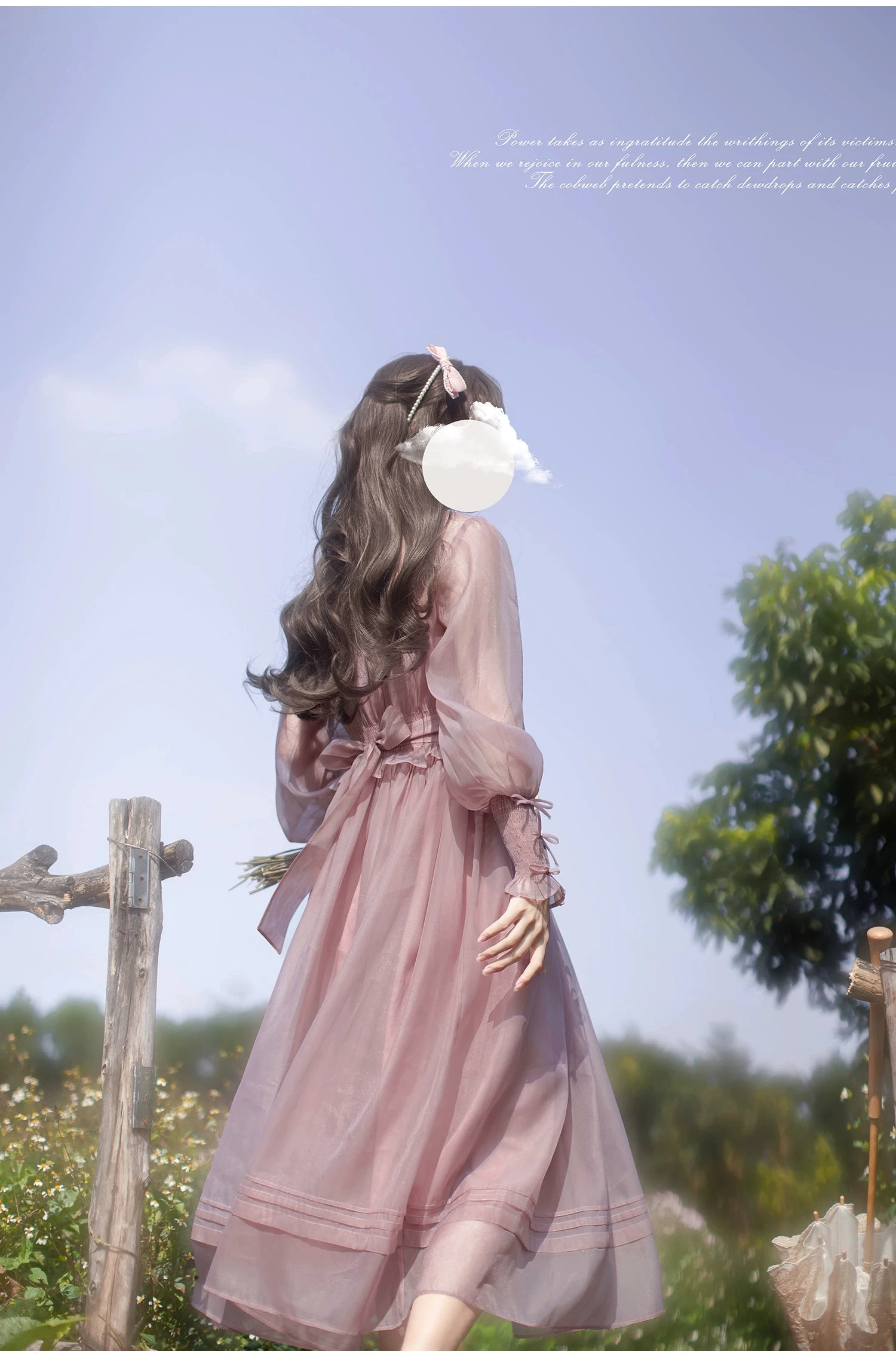 Dusty Pink Sheer Ribbon Dress 17 Dusty Pink Sheer Ribbon Dress - Image 15