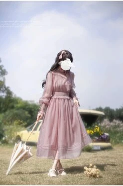 Dusty Pink Sheer Ribbon Dress 35 Dusty Pink Sheer Ribbon Dress -LOLITA Shop O1CN01FmMhkM2JsWRRL6DiD 2312269477