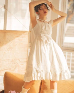 Ruffled Lace Jumper Skirt With Headband All 10 Colors -LOLITA Shop O1CN01GN9ail1sqEW7rYkhM 830055817