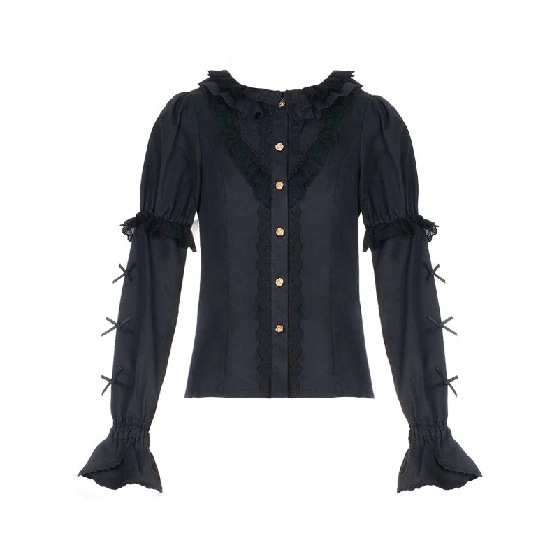 Cotton Blouse With Round Collar Ruffles 4 Cotton Blouse With Round Collar Ruffles - Image 2