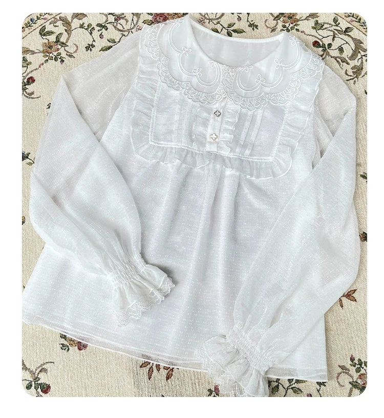 Flower Button Long Sleeve Blouse 7 Flower Button Long Sleeve Blouse - Image 5