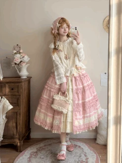 [Pre-orders Available Until 2/19] Cat Rose Tea Party Front-opening Ruffle Skirt, Plain Type -LOLITA Shop O1CN01HQ0pR92GOLbNjur3n 57119005