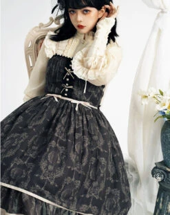 Irene Flower Print Jumper Skirt -LOLITA Shop O1CN01HgHluJ1sqEcTBMjWF 830055817