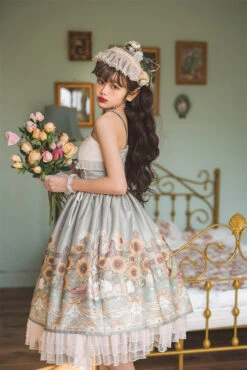 Jumper Skirt With Fluffy Veil And Sunflower Pattern Lace Skirt -LOLITA Shop O1CN01HmFvpX1jmGgAUN68P 290794590