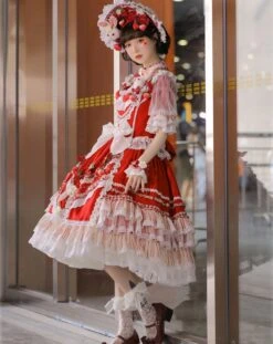Strawberry Princess Dress With Ruffles And Ribbons In 4 Colors -LOLITA Shop O1CN01HnM6tE1uPKabRqxpW 43566029