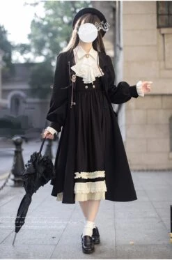 [Pre-order] British Style Double-breasted Black Coat -LOLITA Shop O1CN01IXswsU2JsWX3AvQuP 2312269477