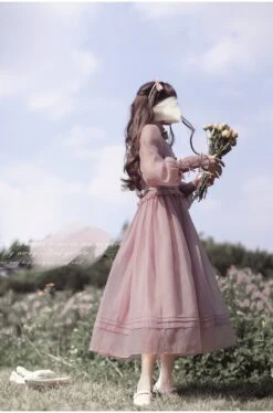 Dusty Pink Sheer Ribbon Dress 38 Dusty Pink Sheer Ribbon Dress -LOLITA Shop O1CN01IbEziN2JsWRT98xgh 2312269477