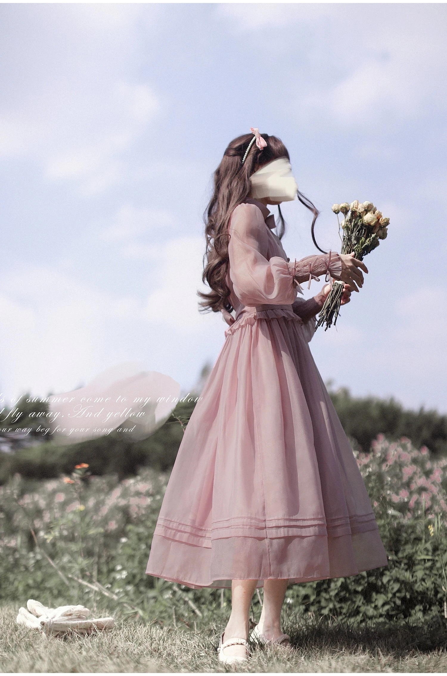 Dusty Pink Sheer Ribbon Dress 19 Dusty Pink Sheer Ribbon Dress - Image 17