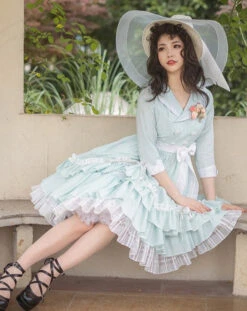 Retro Movie Star Double-breasted Dress -LOLITA Shop O1CN01IpW8LY1OgfmE6LtPJ 1808251735