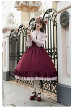 Rose Red Fake Two-piece Style Dress -LOLITA Shop O1CN01JK7hIq2CZ6KdCk394 2528448487