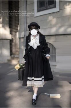 [Pre-order] British Style Double-breasted Black Coat -LOLITA Shop O1CN01M7vlWN2JsWX35WuIp 2312269477