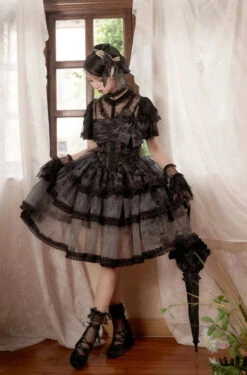 Makucho Sword And Butterfly Gothic Lolita Jumper Skirt Full Set -LOLITA Shop O1CN01M9y5fx2CZ6NUWtaTP 2528448487