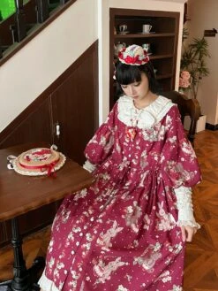 Bunny Bear Bunny Long-sleeved One-piece Dress With Bunny Ears, Long Length -LOLITA Shop O1CN01MxWveW20M1hLlbfWz 2430736834