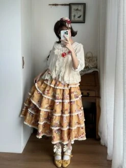 Bunny Bear Bunny Print Tiered Skirt -LOLITA Shop O1CN01NJI10A20M1hKdLN3A 2430736834