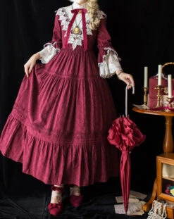 Classical Cotton-jacquard Lace Stand-collar Dress 37 Classical Cotton-jacquard Lace Stand-collar Dress -LOLITA Shop O1CN01O0GUlY1RFbItOeTRM 394312082