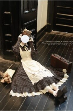 [Pre-order] Brown Check Retro Dress With Apron -LOLITA Shop O1CN01O11rmh2JsWWdCQffe 2312269477