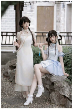 Moonlight Enshin Halter Neck Short Dress With Attached Sleeves -LOLITA Shop O1CN01O2ONCn2CZ6NJQ2Ba5 2528448487