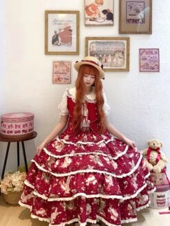 Bunny Bear Bunny Print Tiered Skirt -LOLITA Shop O1CN01OjZAL820M1gzwT9o5 2430736834