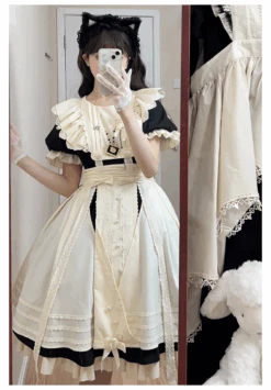 The Sound Of A Bell Maid-style Sleeved Dress Set, Short Length -LOLITA Shop O1CN01P65gUF1eJLmESjiRa 2214425933850