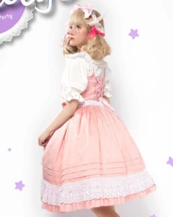 Ruffled Lace Jumper Skirt With Headband All 10 Colors -LOLITA Shop O1CN01PZYap41sqEV6OPIVE 830055817