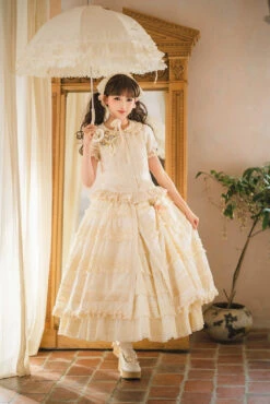 [Pre-orders Available Until 2/19] Cat Rose Tea Party Front-opening Ruffle Skirt, Plain Type -LOLITA Shop O1CN01PaPTSg2GOLbFx508l 57119005