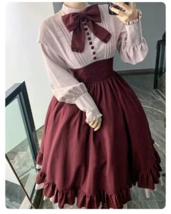 Rose Red Fake Two-piece Style Dress -LOLITA Shop O1CN01Pn0rF12CZ6KfqaFR0 2528448487