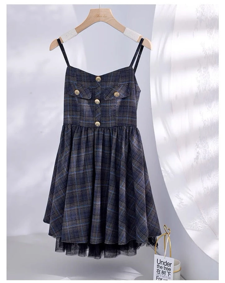 Gray Plaid Strap Jumper Skirt 9 Gray Plaid Strap Jumper Skirt - Image 7