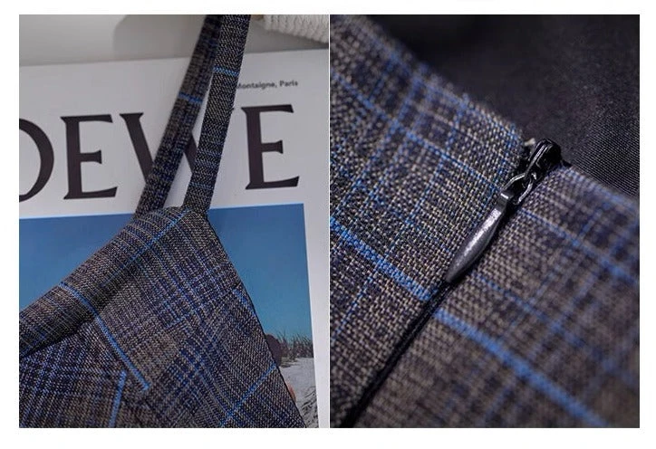 Gray Plaid Strap Jumper Skirt 11 Gray Plaid Strap Jumper Skirt - Image 9