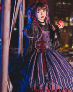 Punk Lolita British Striped Jumper Skirt -LOLITA Shop O1CN01QaH4IB1WerCPN989H 11942814