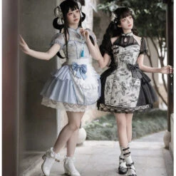 Moonlight Enshin Halter Neck Short Dress With Attached Sleeves