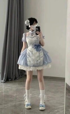 Moonlight Enshin Halter Neck Short Dress With Attached Sleeves -LOLITA Shop O1CN01S6IuCh2CZ6NJjiqTJ 2528448487 64d48019 6aaa 4d1d 94d2 ae10603af6e4