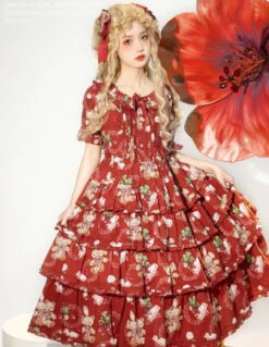 Camellia Berry Short Sleeve Dress Tiered Type Long Length -LOLITA Shop O1CN01SLNSPR28oRB0q9HGo 33184797