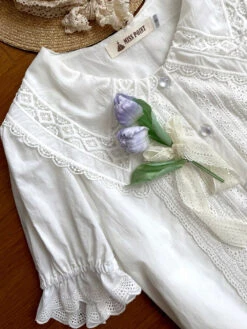 Rose Song Vintage Design Short Sleeve Blouse -LOLITA Shop O1CN01SOVV9L1THYN50koRB 555372357