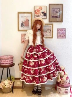 Bunny Bear Bunny Print Tiered Skirt -LOLITA Shop O1CN01SfyDwC20M1h6o6xw9 2430736834