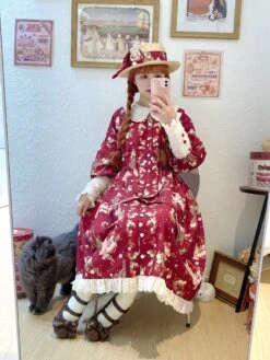 Bunny Bear Bunny Long-sleeved One-piece Dress With Bunny Ears, Long Length -LOLITA Shop O1CN01TGlt5320M1h4Q4OuP 2430736834