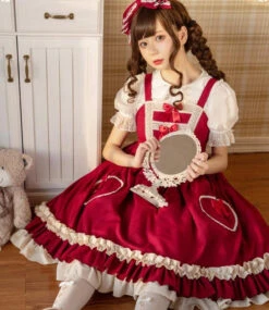 Heart Pocket Wine Red Frill Lolita Jumper Skirt -LOLITA Shop O1CN01Tqkah61y6mzJE0tK3 865286530