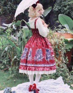 Little Red Riding Hood Print Garden Style Jumperskirt -LOLITA Shop O1CN01U3Hrgb1Wer9Z6NCID 11942814
