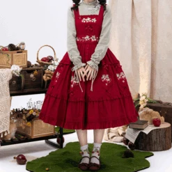 [Pre-orders Available Until 9/1] On The Hills Embroidered Jumper Skirt Mid-length -LOLITA Shop O1CN01U4Pekf1NZykGtM1we 756511585