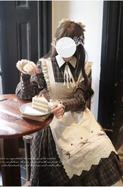 [Pre-order] Brown Check Retro Dress With Apron -LOLITA Shop O1CN01U5yYCp2JsWWdf57eY 2312269477