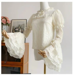Lace Floral Blouse With Detachable Sleeves -LOLITA Shop O1CN01U7Iktg2CZ6MAIV3Yu 2528448487