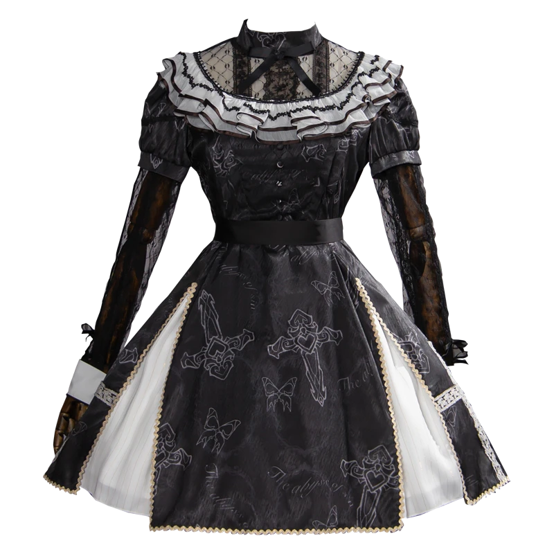 White Cross Ribbon Gothic Long Sleeve Dress 17 White Cross Ribbon Gothic Long Sleeve Dress - Image 15