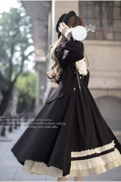[Pre-order] British Style Double-breasted Black Coat -LOLITA Shop O1CN01UK1WuM2JsWX2eK55P 2312269477