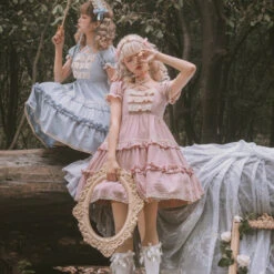 Frill Square Neck Sweet Loli Short Sleeve Dress And Headdress 24 Frill Square Neck Sweet Loli Short Sleeve Dress And Headdress -LOLITA Shop O1CN01UV7TLJ2B5UsslfTHp 238118287