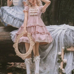 Frill Square Neck Sweet Loli Short Sleeve Dress And Headdress 29 Frill Square Neck Sweet Loli Short Sleeve Dress And Headdress -LOLITA Shop O1CN01UV7TLJ2B5UsslfTHp 238118287 1