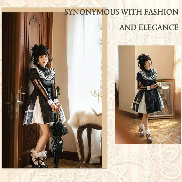 White Cross Ribbon Gothic Long Sleeve Dress 10 White Cross Ribbon Gothic Long Sleeve Dress - Image 8