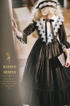 Classical Cotton-jacquard Lace Stand-collar Dress 34 Classical Cotton-jacquard Lace Stand-collar Dress -LOLITA Shop O1CN01UwrMNB1RFbIcmQp0l 394312082