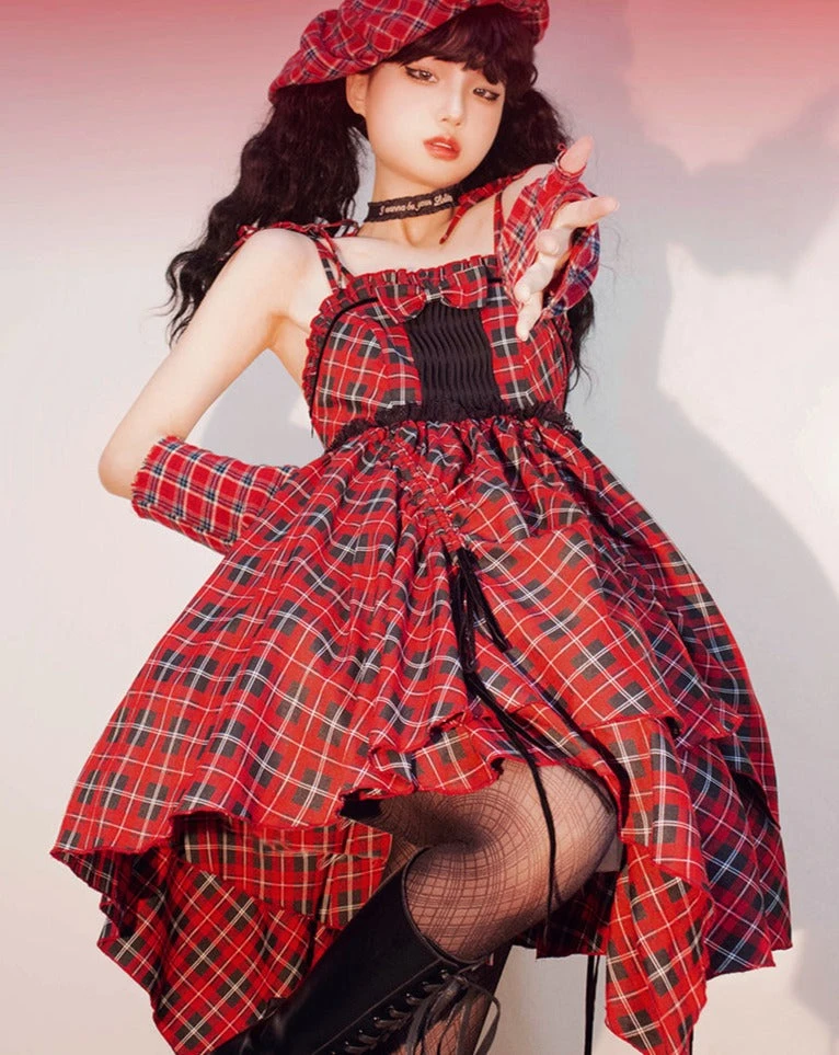 Punk Lolita Tartan Check Jumper Skirt 8 Punk Lolita Tartan Check Jumper Skirt - Image 6